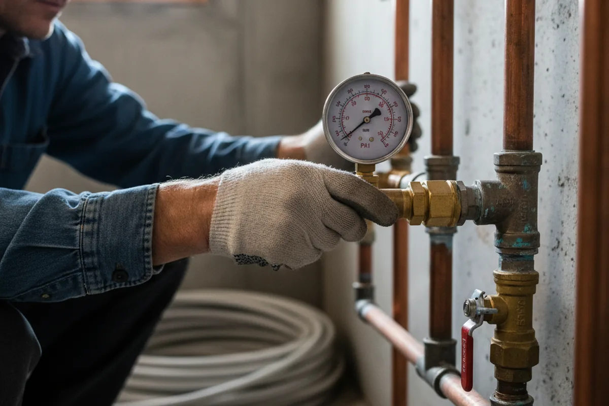 Pressure testing a repaired line during Water Line Repair in Topeka