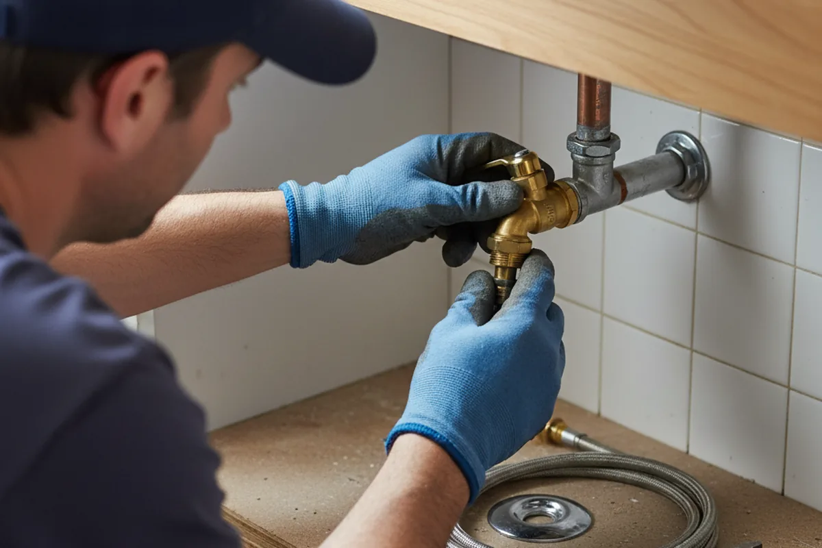 Shutoff valve and fitting work during Burst Pipe Repair in Topeka